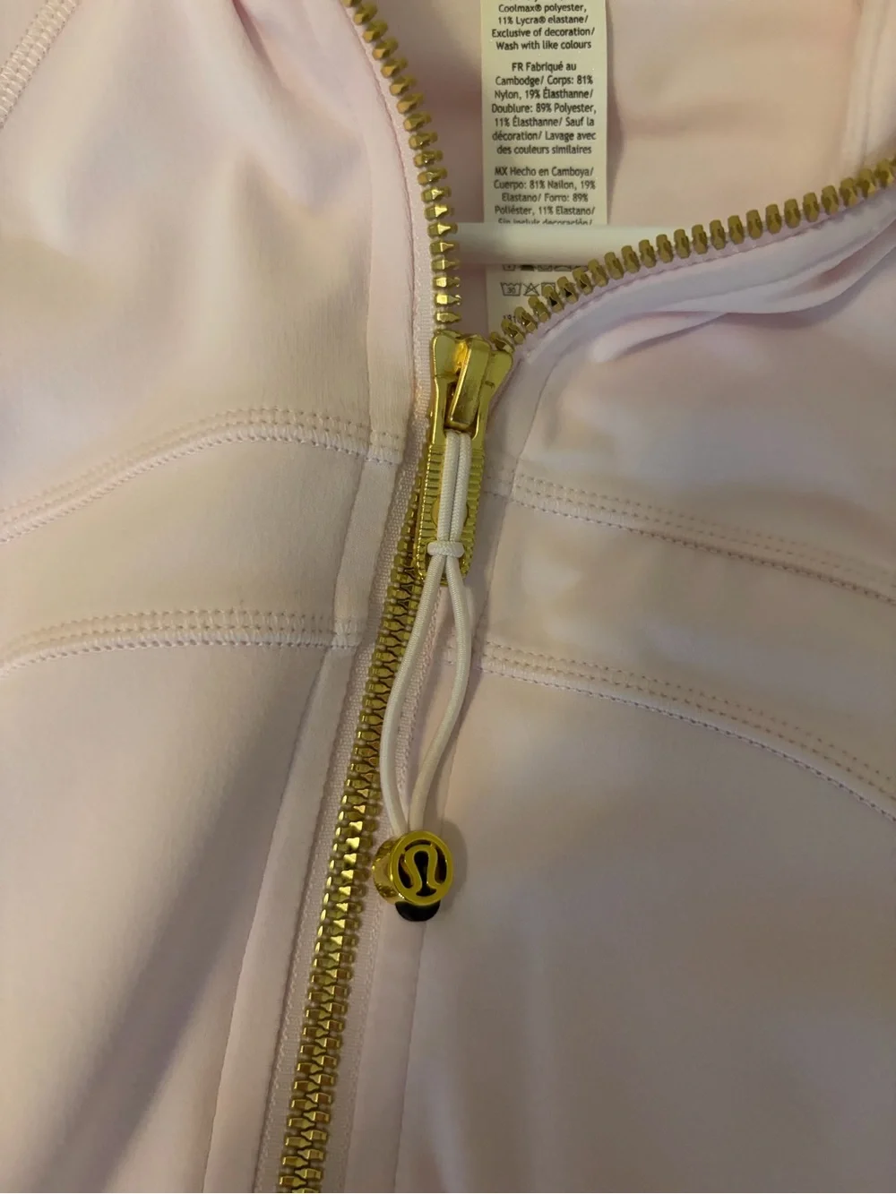 Women's Light Pink Lulu Define Zip-Up Jacket with Gold Zipper